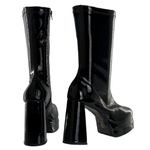 Bota Feminina Meia Pata Salto Grosso 23060 Stretch Verniz Preto