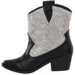 Bota Feminina Texana Cano Curto Com Strass 23142 Napa Preta Western