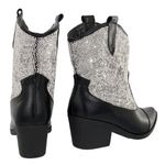 Bota Feminina Texana Cano Curto Com Strass 23142 Napa Preta Western