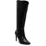 Bota Feminina Cano Alto Salto Fino 1717 Craquelê Verniz Preto