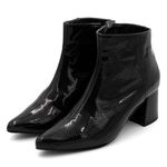 Bota Feminina Salto Bloco 190211 Craquelê Verniz Preto