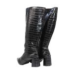 Bota Feminina Salto Bloco Bico Fino 190212 Craquelê Preto