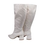 Bota Feminina Salto Bloco Bico Fino 190212 Craquelê Branco