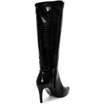Bota Feminina Cano Alto Salto Fino 1717 Craquelê Verniz Preto