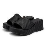 Tamanco Feminino Ref 5201 Em Rafia Preto