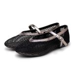 Sapatilha Boneca Em Tela Com Tira De Fivela 5400 Preto Onix
