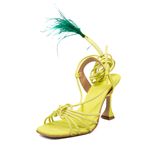 Sandália Feminina Salto Alto Taça Com Pluma 60010 Napa Lemon
