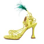 Sandália Feminina Salto Alto Taça Com Pluma 60010 Napa Lemon