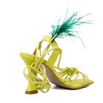 Sandália Feminina Salto Alto Taça Com Pluma 60010 Napa Lemon