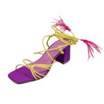 Tamanco Feminino Com Tiras e Nós 80017 Napa Roxa e Colorida