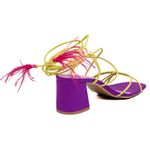 Tamanco Feminino Com Tiras e Nós 80017 Napa Roxa e Colorida