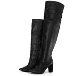 Bota Over Feminina Salto Alto e Grosso 1822 Nobucado Preto