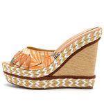 Tamanco Feminino Anabela Com Sisal 4051 Tecido Floral Caramelo