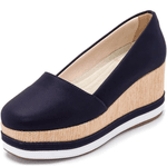 Tênis Feminino Anabela Salto Médio 170407 Napa Azul Marinho