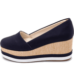 Tênis Feminino Anabela Salto Médio 170407 Napa Azul Marinho