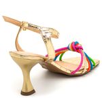 Sandália Feminina Salto Taça 182109 Craquelê Dourado e Colorido