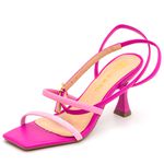 Sandália Feminina Salto Taça Com Tiras 182110 Napa Magenta