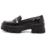 Sapato Feminino Oxford Tratorado 190253 Craquelê Verniz Preto