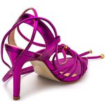 Sandália Feminina Salto e Bico Fino 6001 Napa Metalizada Pink