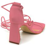 Sandália Feminina Salto Alto Triângulo 130502 Napa Rosa Bebê