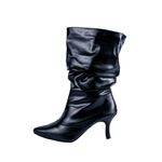 Bota Feminina Salto Médio e Fino Slouchy 17000 Napa Preta
