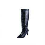 Bota Feminina Salto Baixo e Fino 17001 Craquelê Preto