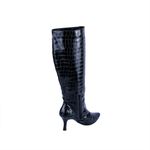 Bota Feminina Salto Baixo e Fino 17001 Craquelê Preto