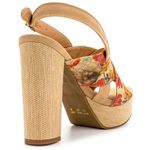 Sandália Feminina Meia Pata 170906 Tecido Floral Bege