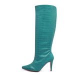 Bota Feminina Salto Fino Cano Alto 1715 Craquelê Salsa