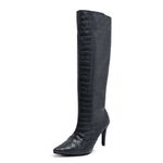 Bota Feminina Salto Fino Cano Alto 1715 Craquelê Preto