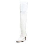 Bota Over Feminina Acima Do Joelho Cano Alto Salto Fino 1716 Napa Branca Numeração Especial