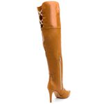 Bota Over Feminina Acima Do Joelho Cano Alto Salto Fino 1716 Napa Caramelo Numeração Especial