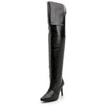 Bota Over Feminina Acima Do Joelho Cano Alto Salto Fino 1716 Napa Preta Numeração Especial
