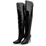 Bota Over Feminina Acima Do Joelho Cano Alto Salto Fino 1716 Napa Preta Numeração Especial