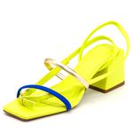 Sandália Feminina Salto Bloco 182112 Napa Lemon e Colorido