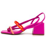Sandália Feminina Salto Bloco 182112 Napa Magenta e Colorido