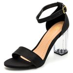 Sandalia Salto Bloco Transparente Napa Preta
