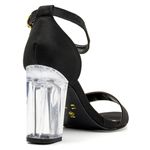 Sandalia Salto Bloco Transparente Napa Preta