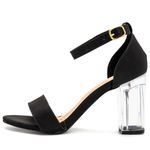 Sandalia Salto Bloco Transparente Napa Preta