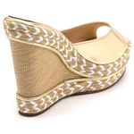 Tamanco Feminino Anabela Com Sisal 4051 Napa Dourada