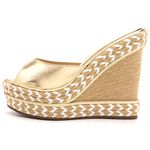 Tamanco Feminino Anabela Com Sisal 4051 Napa Dourada