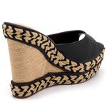 Tamanco Feminino Anabela Com Sisal 4051 Napa Cintilante Preta