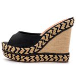 Tamanco Feminino Anabela Com Sisal 4051 Napa Cintilante Preta