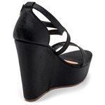 Sandália Feminina Salto Anabela 4071 Napa Cintilante Preta