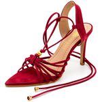 Sandália Feminina Salto e Bico Fino 6001 Nobucado Vermelho