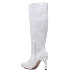 Bota Feminina Salto Fino Cano Alto 1715 Craquelê Branco