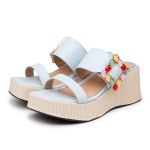 Tamanco Ref 5200 Anabela Fivela Trabalhada Colorida Em Santorine Aqua