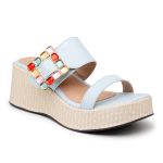 Tamanco Ref 5200 Anabela Fivela Trabalhada Colorida Em Santorine Aqua