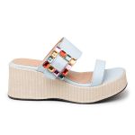 Tamanco Ref 5200 Anabela Fivela Trabalhada Colorida Em Santorine Aqua