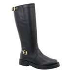 Bota Feminina Biker Rasteira Fivelas 2024 Napa Preto